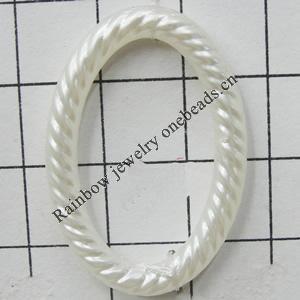 Imitation Pearl Acrylic Connector, Oval Donut, 34x24mm, Sold by Bag