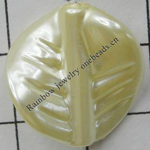 Imitation Pearl Acrylic beads, Leaf, 20x19mm, Hole:2mm, Sold by Bag