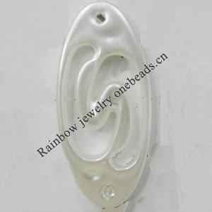 Imitation Pearl Acrylic Connector, Flat Oval, 35x16mm, Hole:2mm, Sold by Bag