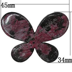 Spray-Painted Acrylic beads, Butterfly, 45x34mm, Hole:Approx 3.5mm, Sold by Bag