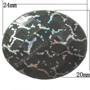 Spray-Painted Acrylic beads, Faceted Flat Oval, 24x20mm, Hole:Approx 2mm, Sold by Bag