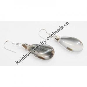 Agate Earring, Iron hook ear wire, Mixed color, Teardrop, 27x15x5mm, Length:2 Inch, Sold by Group