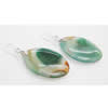 Agate Earring, Iron hook ear wire, Mixed color, Flat Oval, 38x25x6mm, Length:2 Inch, Sold by Group