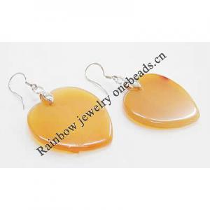 Agate Earring, Iron hook ear wire, Mixed color, Heart, 27x27x10mm, Length:2 Inch, Sold by Group