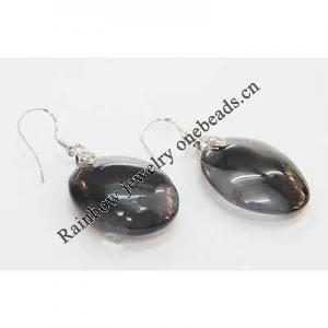 Agate Earring, Iron hook ear wire, Mixed color, Flat Oval, 20x16x5mm, Length:1.5 Inch, Sold by Group