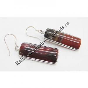 Agate Earring, Iron hook ear wire, Mixed color, Rectangle, 29x11x5mm, Length:1.5 Inch, Sold by Group