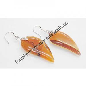 Agate Earring, Iron hook ear wire, Mixed color, 31x15x6mm, Length:2 Inch, Sold by Group