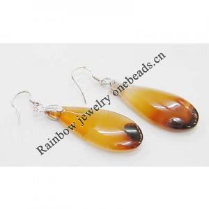 Agate Earring, Iron hook ear wire, Mixed color, Teardrop, 35x16x6mm, Length:2 Inch, Sold by Group