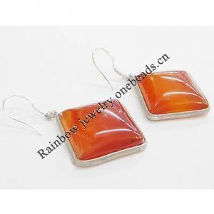 Agate Earring, Iron hook ear wire, Mixed color, Diamond, 20x20x6mm, Length:1.5 Inch, Sold by Group