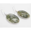 Agate Earring, Iron hook ear wire, Mixed, Moss agate, Flat Oval, 31x19x5mm, Length:1.5 Inch, Sold by Group