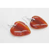 Agate Earring, Iron hook ear wire, Mixed color, Heart, 28x28x5mm, Length:1.5 Inch, Sold by Group