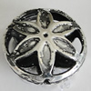 Hollow Bali Beads Zinc Alloy Jewelry Findings, Lead-free Flat Round 17mm Hole:1mm, Sold by PC