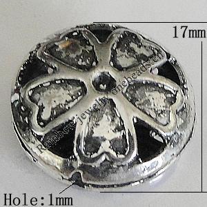 Hollow Bali Beads Zinc Alloy Jewelry Findings, Lead-free Flat Round 17mm Hole:1mm, Sold by PC