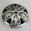 Hollow Bali Beads Zinc Alloy Jewelry Findings, Lead-free Flat Round 17mm Hole:1mm, Sold by PC