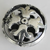 Hollow Bali Beads Zinc Alloy Jewelry Findings, Lead-free Flat Round 17mm Hole:1mm, Sold by PC