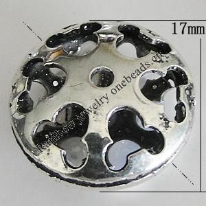 Hollow Bali Beads Zinc Alloy Jewelry Findings, Lead-free Flat Round 17mm Hole:1mm, Sold by PC