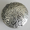 Hollow Bali Beads Zinc Alloy Jewelry Findings, Lead-free Flat Round 19mm Hole:1mm, Sold by PC