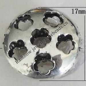 Hollow Bali Beads Zinc Alloy Jewelry Findings, Lead-free Flat Round 17mm Hole:1mm, Sold by PC