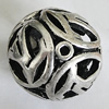 Hollow Bali Beads Zinc Alloy Jewelry Findings, Lead-free Round 26mm Hole:2.5mm, Sold by PC