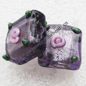 Handmade Lampwork Beads, Square 15mm Hole:About 1.5mm, Sold by Group (Stock:1group) 