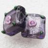 Handmade Lampwork Beads, Square 15mm Hole:About 1.5mm, Sold by Group (Stock:1group) 