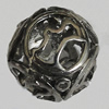 Hollow Bali Beads Zinc Alloy Jewelry Findings, Lead-free Round 25mm Hole:2.5mm, Sold by PC