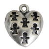 Hollow Bali Pendants Zinc Alloy Jewelry Findings, Lead-free Heart 23x20mm Hole:2.5mm, Sold by PC