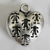 Hollow Bali Pendants Zinc Alloy Jewelry Findings, Lead-free Heart 23x20mm Hole:2.5mm, Sold by PC