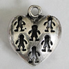 Hollow Bali Pendants Zinc Alloy Jewelry Findings, Lead-free Heart 23x20mm Hole:2.5mm, Sold by PC