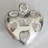Hollow Bali Pendants Zinc Alloy Jewelry Findings, Lead-free Heart 23x20mm Hole:2.5mm, Sold by PC