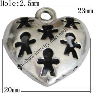 Zinc Alloy Hollow Bali Pendants, Lead-free Heart 23x20mm, Sold by PC