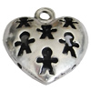 Zinc Alloy Hollow Bali Pendants, Lead-free Heart 23x20mm, Sold by PC