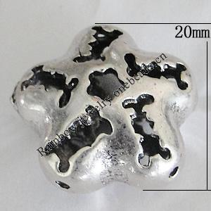 Hollow Bali Pendants Zinc Alloy Jewelry Findings, Lead-free Flower 20mm Hole:1mm, Sold by PC