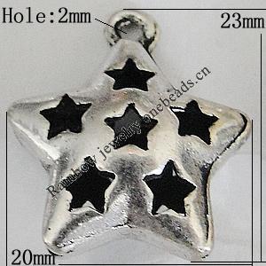 Hollow Bali Pendants Zinc Alloy Jewelry Findings, Lead-free Star 23x20mm Hole:2mm, Sold by PC