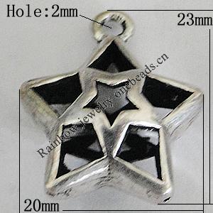 Hollow Bali Pendants Zinc Alloy Jewelry Findings, Lead-free Star 23x20mm Hole:2mm, Sold by PC