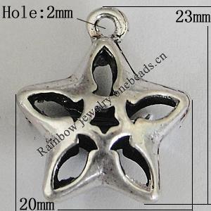 Hollow Bali Pendants Zinc Alloy Jewelry Findings, Lead-free Star 23x20mm Hole:2mm, Sold by PC