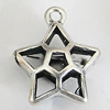 Hollow Bali Pendants Zinc Alloy Jewelry Findings, Lead-free Star 23x20mm Hole:2mm, Sold by PC