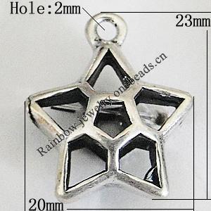 Hollow Bali Pendants Zinc Alloy Jewelry Findings, Lead-free Star 23x20mm Hole:2mm, Sold by PC