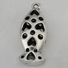 Hollow Bali Pendants Zinc Alloy Jewelry Findings, Lead-free Fish 33x13mm Hole:2.5mm, Sold by PC