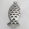 Hollow Bali Pendants Zinc Alloy Jewelry Findings, Lead-free Fish 33x14mm Hole:2.5mm, Sold by PC