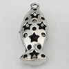 Hollow Bali Pendants Zinc Alloy Jewelry Findings, Lead-free Fish 33x14mm Hole:2.5mm, Sold by PC