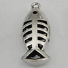 Hollow Bali Pendants Zinc Alloy Jewelry Findings, Lead-free Fish 33x14mm Hole:2.5mm, Sold by PC