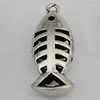Hollow Bali Pendants Zinc Alloy Jewelry Findings, Lead-free Fish 33x14mm Hole:2.5mm, Sold by PC