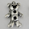 Hollow Bali Pendants Zinc Alloy Jewelry Findings, Lead-free Bear 33x21mm Hole:2.5mm, Sold by PC