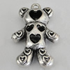 Hollow Bali Pendants Zinc Alloy Jewelry Findings, Lead-free Bear 32x21mm Hole:2.5mm, Sold by PC