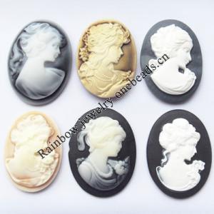 Cameos Resin Beads, No-Hole Jewelry findings, Mixed style, Mixed size，About:26x36-30x40mm, Sold by Group