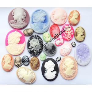 Cameos Resin Beads, No-Hole Jewelry findings, Mixed style, Mixed size，About:10x13-36x45mm, Sold by Group