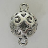 Hollow Bali Connectors Zinc Alloy Jewelry Findings, Lead-free Round 31x19mm Hole:3mm, Sold by PC