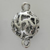 Hollow Bali Connectors Zinc Alloy Jewelry Findings, Lead-free Round 31x19mm Hole:3mm, Sold by PC