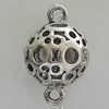 Hollow Bali Connectors Zinc Alloy Jewelry Findings, Lead-free Round 31x19mm Hole:3mm, Sold by PC